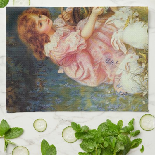 Fütternd Kaninchen Geschirrtuch (Gefaltet)