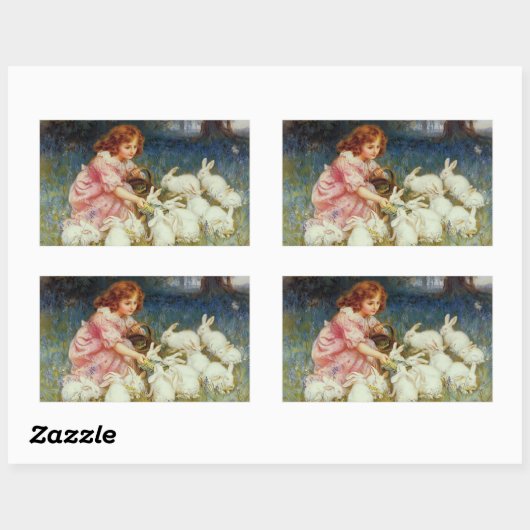 Fütternd Kaninchen Rechteckiger Aufkleber (Blatt)