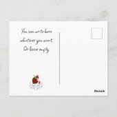 Fütternd Katze im Strandhaus an einem Sommertag Postkarte (Rückseite)