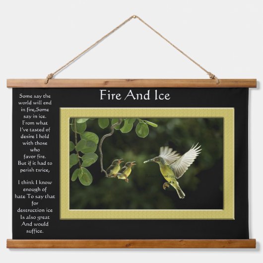 Fütternd Kind bei Feuer und Eis Wandteppich Mit Holzrahmen (Vorne)