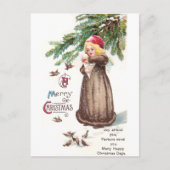 Fütternd Mädchen im Schnee Postkarte (Vorderseite)