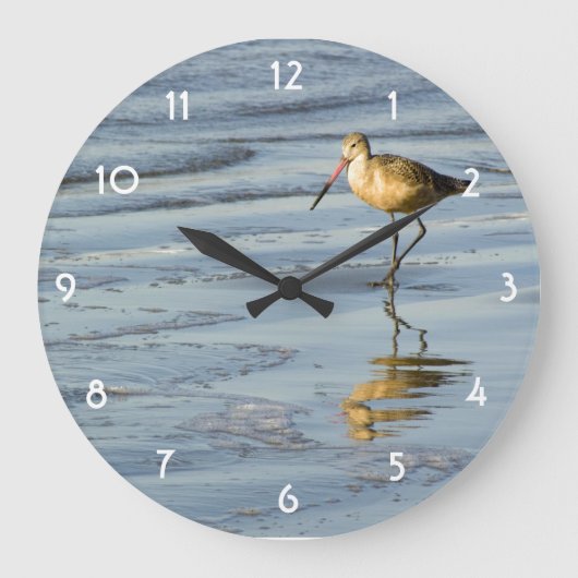 Fütternd Sandpiper Große Wanduhr (Vorderseite)