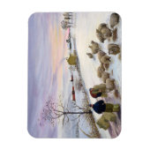 Fütternd Schafe im Winter Magnet (Vertikal)