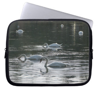 Fütternd Schwäne, Roath Park Lake, Cardiff Laptopschutzhülle