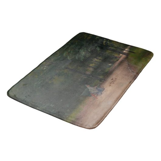 Fütternd Vögel im Park (von Paul Peel) Badematte (Schrägansicht)