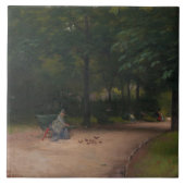 Fütternd Vögel im Park (von Paul Peel) Fliese (Vorderseite)