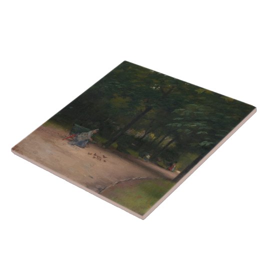 Fütternd Vögel im Park (von Paul Peel) Fliese (Seite)