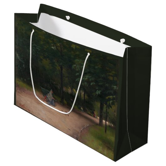 Fütternd Vögel im Park (von Paul Peel) Große Geschenktüte (Vorderseite Schrägansicht)