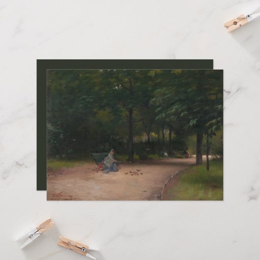 Fütternd Vögel im Park (von Paul Peel) Karte (Vorderseite/Rückseite Beispiel)