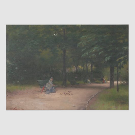 Fütternd Vögel im Park (von Paul Peel) Seidenpapier (Vorderseite)