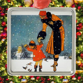 Fütternd Vögel im Schnee Silbernes Ornament