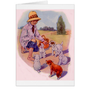 fütternd Welpen der 1930er Jahre