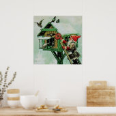 "Fütternd Wintervögel" von Jenny Nystrom Poster (Küche)