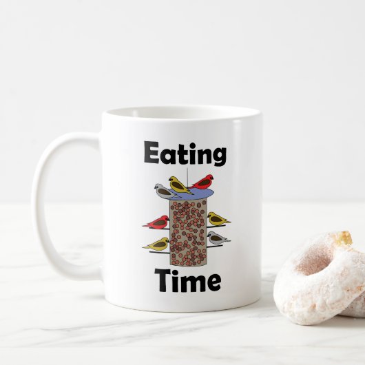 Futterstelle für Vögel im Garten zur Fütterungszei Kaffeetasse (Mit Donut)
