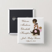 Fütterte Tiere mit Personalisiertem rosa Knopf Button (Vorne & Hinten)