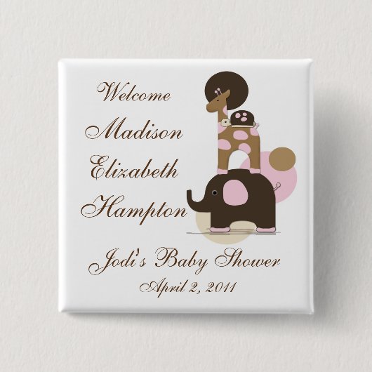 Fütterte Tiere mit Personalisiertem rosa Knopf Button (Vorderseite)