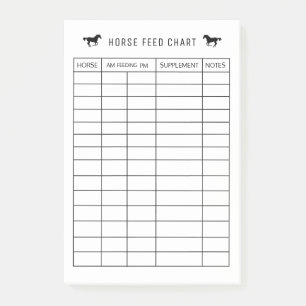 Füttre-Chart, Fütternd Zeitplan für Pferdestall Post-it Klebezettel