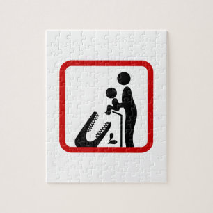 Füttre dem Krokodil-Zoozeichen kein Baby Puzzle