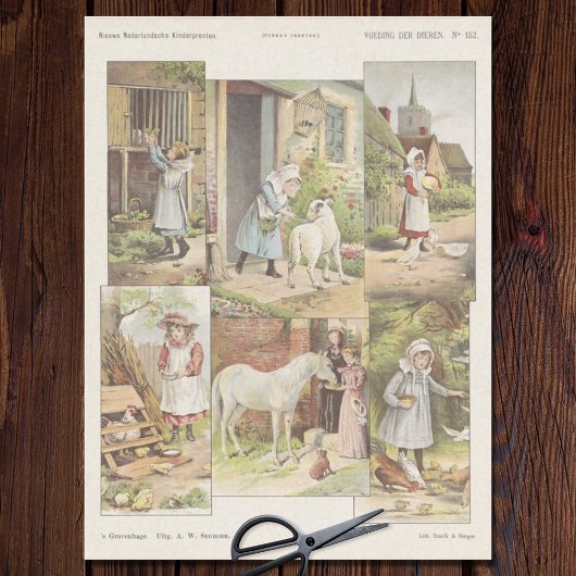 Füttre der Dekoupage für landwirtschaftliche Tiere Seidenpapier