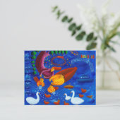 Füttre der Ducks zeitgenössische Kunst Malerei Postkarte (Stehend Vorderseite)