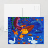Füttre der Ducks zeitgenössische Kunst Malerei Postkarte (Vorne/Hinten)