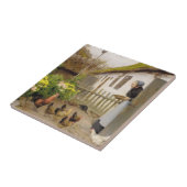 Füttre der Hühner (von H.A. Brendekilde) Fliese (Seite)