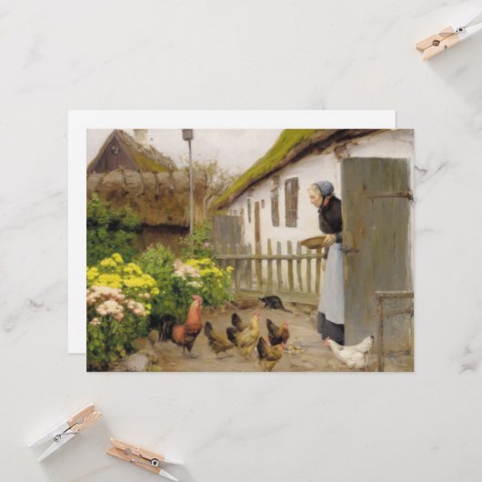 Füttre der Hühner (von H.A. Brendekilde) Karte (Vorderseite/Rückseite Beispiel)