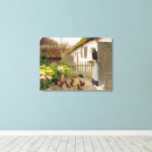 Füttre der Hühner (von H.A. Brendekilde) Leinwanddruck (Insitu (Holzboden))