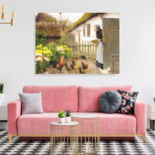 Füttre der Hühner (von H.A. Brendekilde) Leinwanddruck (Insitu (Wohnzimmer))