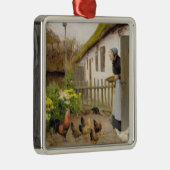 Füttre der Hühner (von H.A. Brendekilde) Ornament Aus Metall (Rechts)