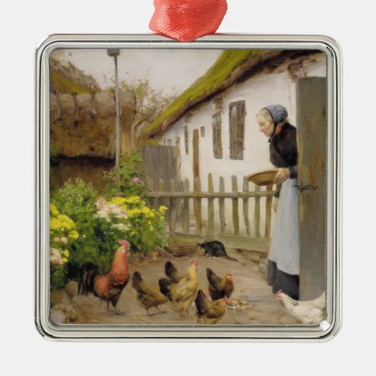 Füttre der Hühner (von H.A. Brendekilde) Ornament Aus Metall (Vorne)