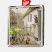 Füttre der Hühner (von H.A. Brendekilde) Ornament Aus Metall (Links)