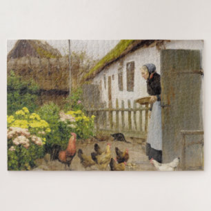 Füttre der Hühner (von H.A. Brendekilde) Puzzle