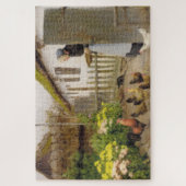 Füttre der Hühner (von H.A. Brendekilde) Puzzle (Vertikal)