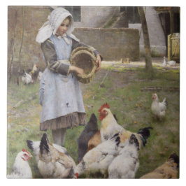 Füttre der Hühner (von Walter Frederick Osborne) Fliese