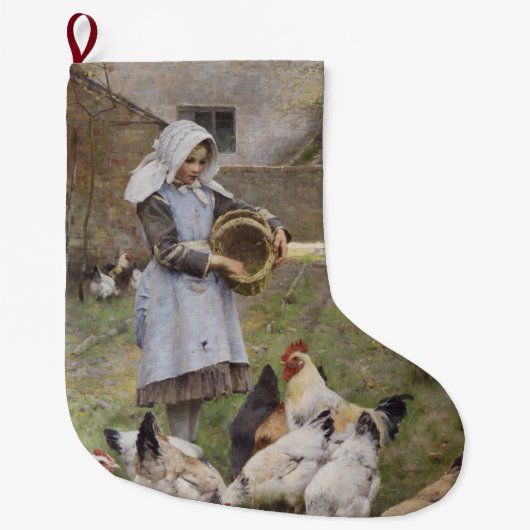Füttre der Hühner (von Walter Frederick Osborne) Großer Weihnachtsstrumpf (Vorderseite)