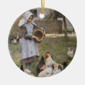 Füttre der Hühner (von Walter Frederick Osborne) Keramik Ornament (Vorne)