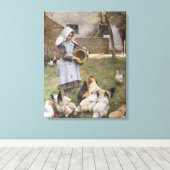 Füttre der Hühner (von Walter Frederick Osborne) Leinwanddruck (Insitu (Holzboden))