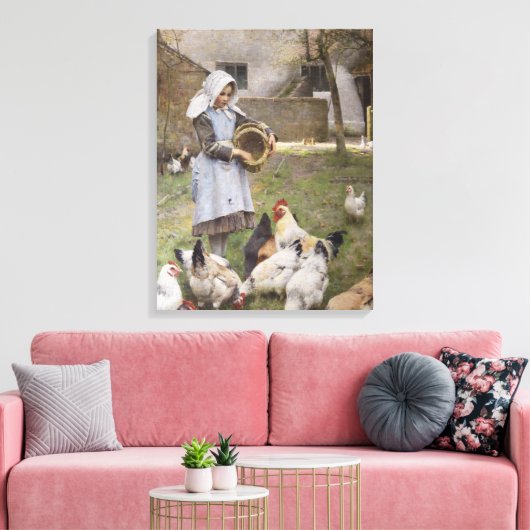 Füttre der Hühner (von Walter Frederick Osborne) Leinwanddruck (Insitu (Wohnzimmer))
