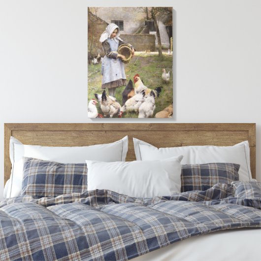Füttre der Hühner (von Walter Frederick Osborne) Leinwanddruck (Insitu (Schlafzimmer))
