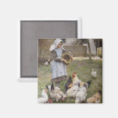 Füttre der Hühner (von Walter Frederick Osborne) Magnet (Vorderseite/Rückseite)