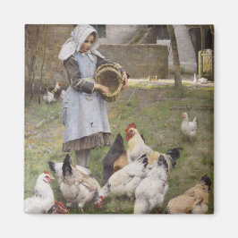 Füttre der Hühner (von Walter Frederick Osborne) Magnet