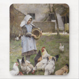 Füttre der Hühner (von Walter Frederick Osborne) Mousepad