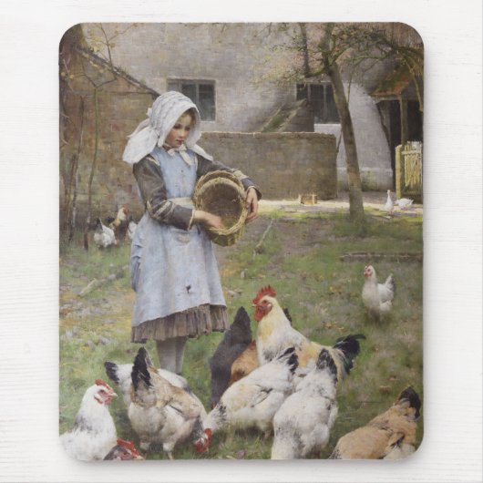 Füttre der Hühner (von Walter Frederick Osborne) Mousepad (Vorne)