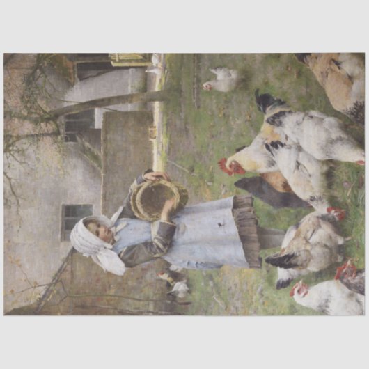 Füttre der Hühner (von Walter Frederick Osborne) Seidenpapier (Vorderseite)