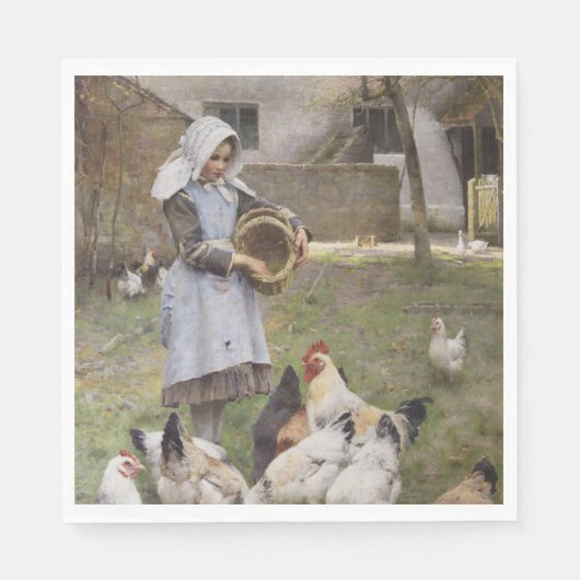 Füttre der Hühner (von Walter Frederick Osborne) Serviette (Vorderseite)