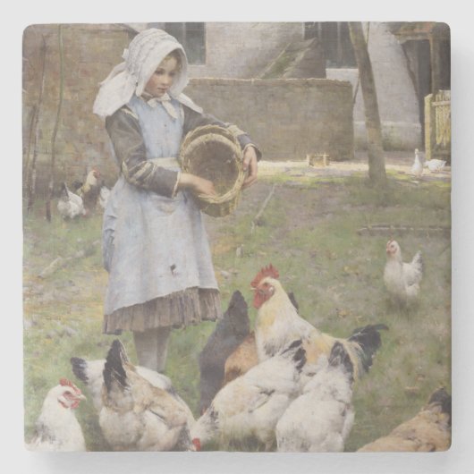 Füttre der Hühner (von Walter Frederick Osborne) Steinuntersetzer (Vorderseite)
