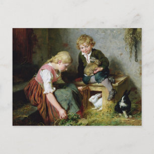 Füttre der Kaninchen Postkarte