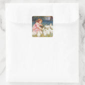 Füttre der Kaninchen Quadratischer Aufkleber (Tasche)