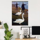 Füttre der Schwäne am runden Teich Poster (Heimbüro)